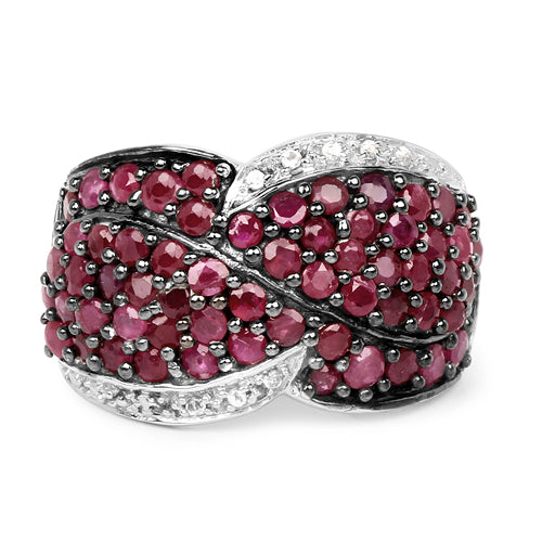 3.06 Carat Genuine Ruby & White Topaz .925 Sterling Silver Ring on sale at MyriadMart