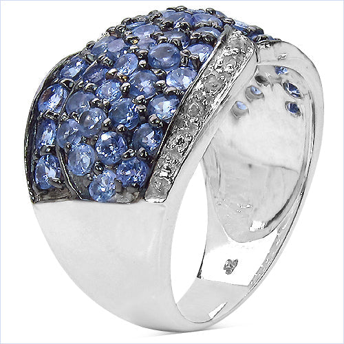 2.50 Carat Genuine Tanzanite & White Topaz .925 Sterling Silver Ring on sale at MyriadMart