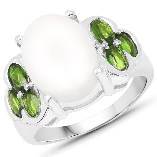 4.52 Carat Genuine Opal and Chrome Diopside .925 Sterling Silver Ring on sale at MyriadMart