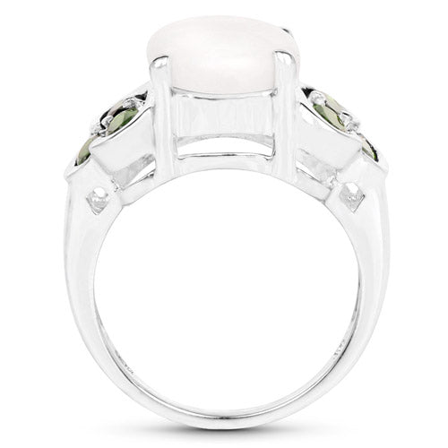 4.52 Carat Genuine Opal and Chrome Diopside .925 Sterling Silver Ring on sale at MyriadMart