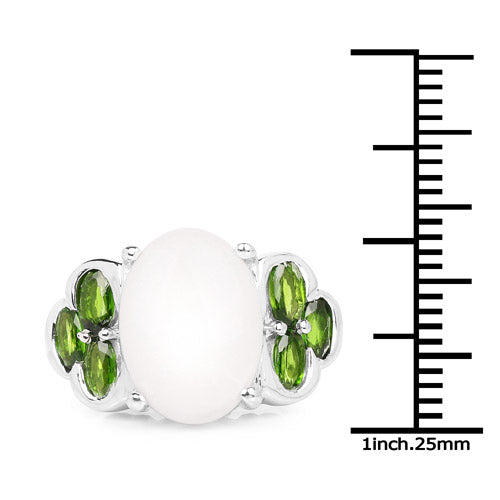 4.52 Carat Genuine Opal and Chrome Diopside .925 Sterling Silver Ring on sale at MyriadMart