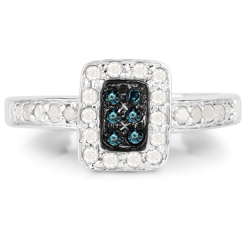 0.36 Carat Genuine Blue Diamond and White Diamond .925 Sterling Silver Ring on sale at MyriadMart