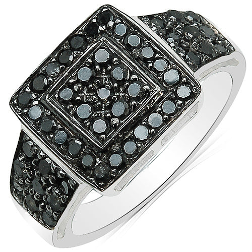 0.77 Carat Genuine Black Diamond .925 Sterling Silver Ring on sale at MyriadMart