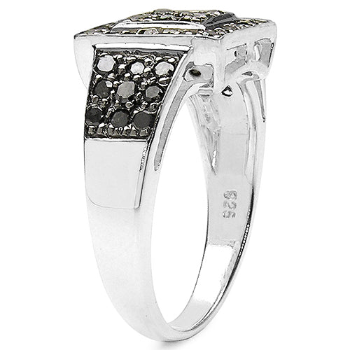 0.77 Carat Genuine Black Diamond .925 Sterling Silver Ring on sale at MyriadMart