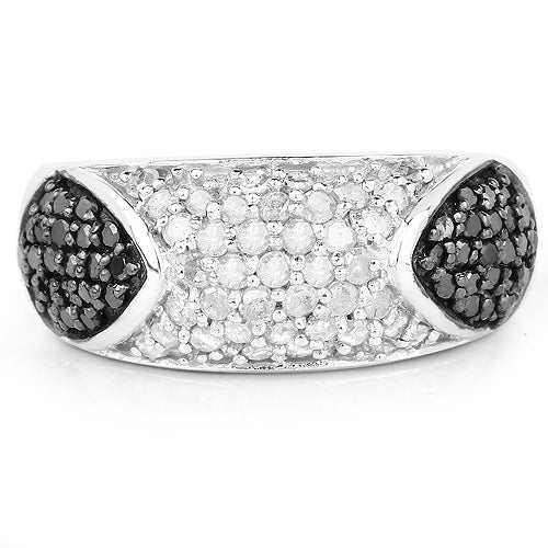 0.99 Carat Genuine Black Diamond and White Diamond .925 Sterling Silver Ring on sale at MyriadMart