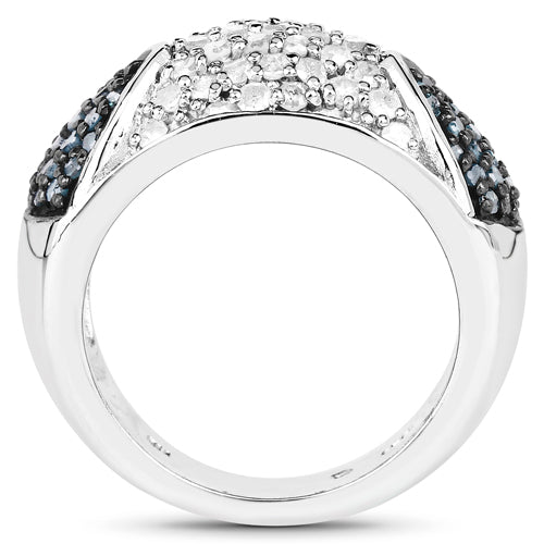 0.94 Carat Genuine Blue Diamond and White Diamond .925 Sterling Silver Ring on sale at MyriadMart