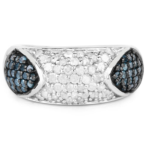 0.94 Carat Genuine Blue Diamond and White Diamond .925 Sterling Silver Ring on sale at MyriadMart