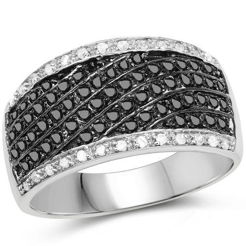0.79 Carat Genuine Black Diamond .925 Sterling Silver Ring on sale at MyriadMart