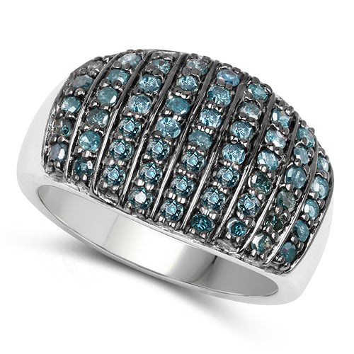 0.83 Carat Genuine Blue Diamond and White Diamond .925 Sterling Silver Ring on sale at MyriadMart