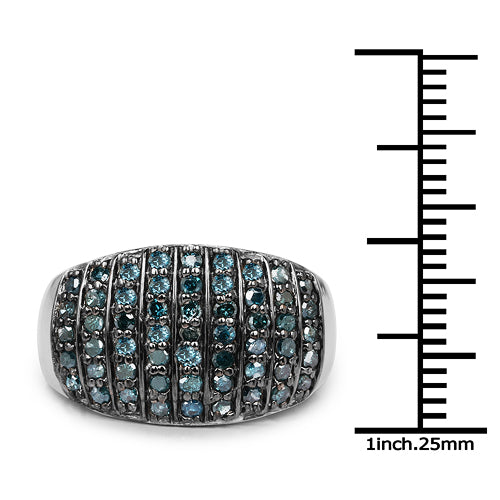0.83 Carat Genuine Blue Diamond and White Diamond .925 Sterling Silver Ring on sale at MyriadMart