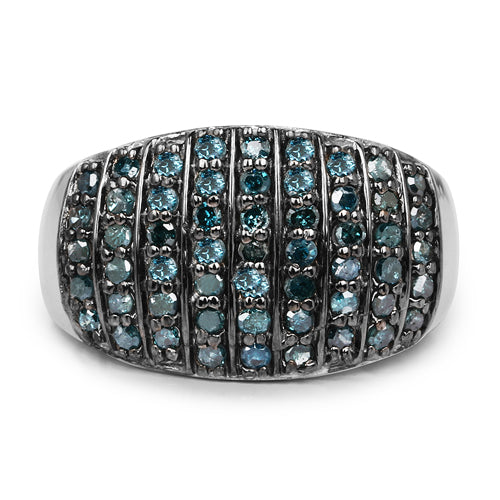 0.83 Carat Genuine Blue Diamond and White Diamond .925 Sterling Silver Ring on sale at MyriadMart