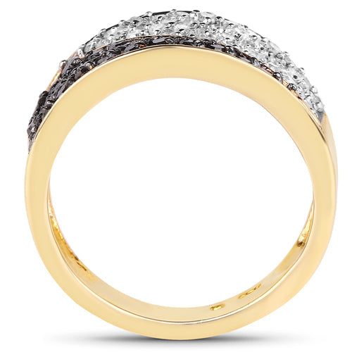 14K Yellow Gold Plated 1.20 Carat Genuine Black Diamond and White Diamond .925 Sterling Silver Ring on sale at MyriadMart