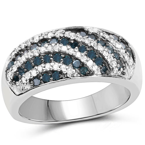 0.62 Carat Genuine Blue Diamond and White Diamond .925 Sterling Silver Ring on sale at MyriadMart