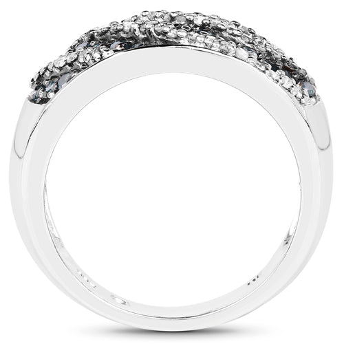 0.62 Carat Genuine Blue Diamond and White Diamond .925 Sterling Silver Ring on sale at MyriadMart
