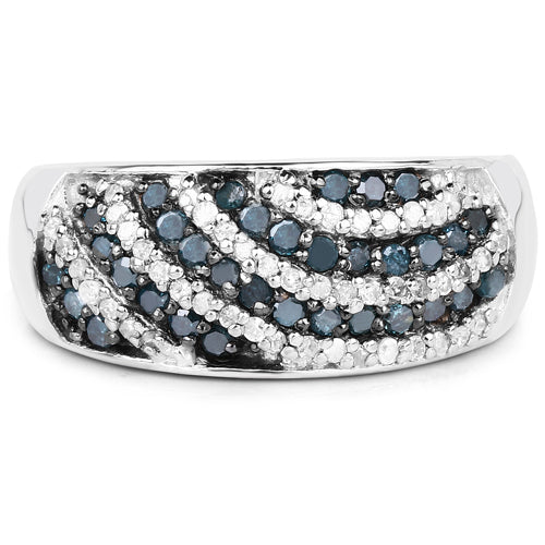 0.62 Carat Genuine Blue Diamond and White Diamond .925 Sterling Silver Ring on sale at MyriadMart
