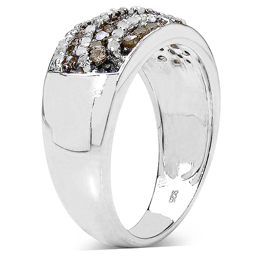 0.64 Carat Genuine Champagne Diamond & White Diamond .925 Sterling Silver Ring on sale at MyriadMart