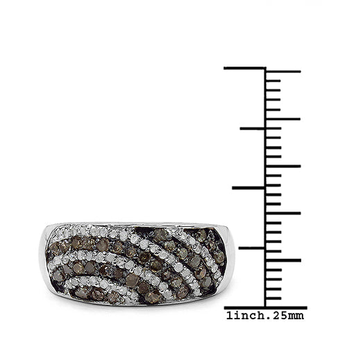 0.64 Carat Genuine Champagne Diamond & White Diamond .925 Sterling Silver Ring on sale at MyriadMart