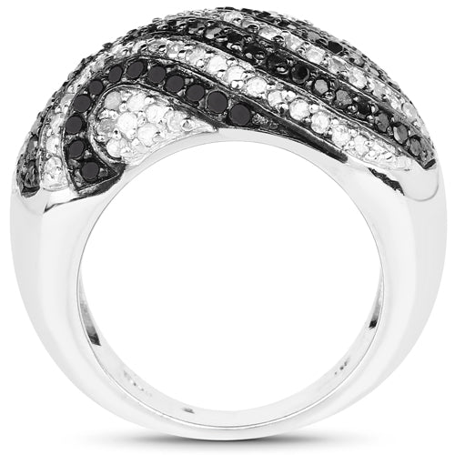 1.26 Carat Genuine Black Diamond and White Diamond .925 Sterling Silver Ring on sale at MyriadMart