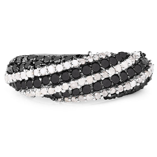 1.25 Carat Genuine Black Diamond & White Diamond .925 Sterling Silver Ring on sale at MyriadMart