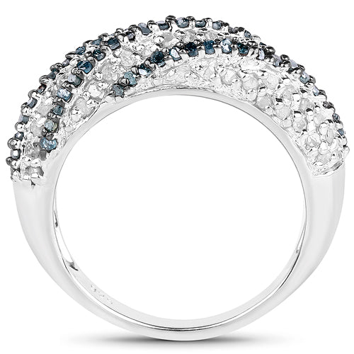 1.25 Carat Genuine Blue Diamond & White Diamond .925 Sterling Silver Ring on sale at MyriadMart