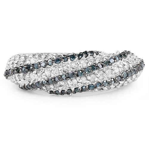 1.25 Carat Genuine Blue Diamond & White Diamond .925 Sterling Silver Ring on sale at MyriadMart