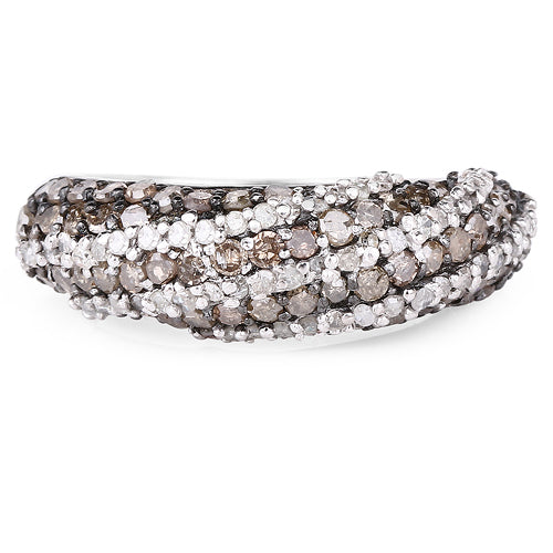 1.25 Carat Genuine Champagne Diamond & White Diamond .925 Sterling Silver Ring on sale at MyriadMart