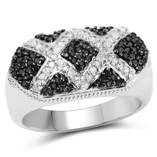 0.61 Carat Genuine Blue Diamond and White Diamond .925 Sterling Silver Ring on sale at MyriadMart