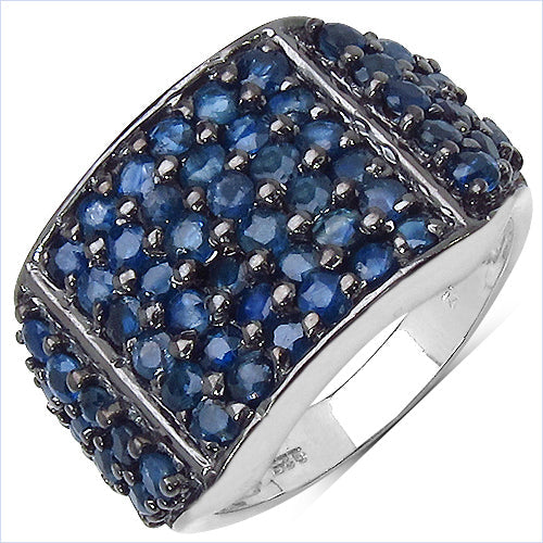 2.86 Carat Genuine Blue Sapphire .925 Sterling Silver Ring on sale at MyriadMart