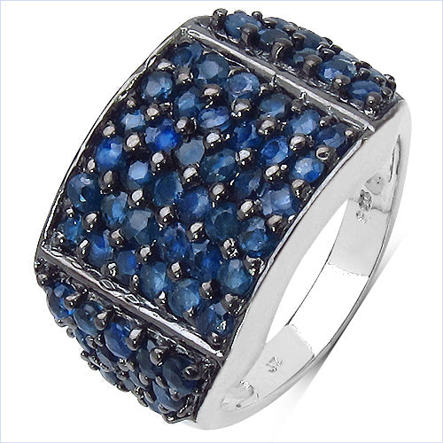 2.86 Carat Genuine Blue Sapphire .925 Sterling Silver Ring on sale at MyriadMart