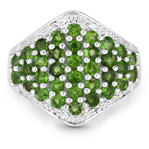 2.41 Carat Genuine Chrome Diopside and White Topaz .925 Sterling Silver Ring on sale at MyriadMart
