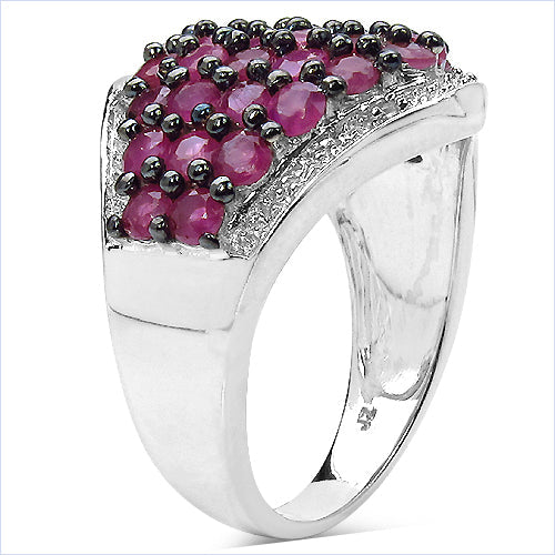 2.76 Carat Genuine Ruby & White Topaz .925 Sterling Silver Ring on sale at MyriadMart