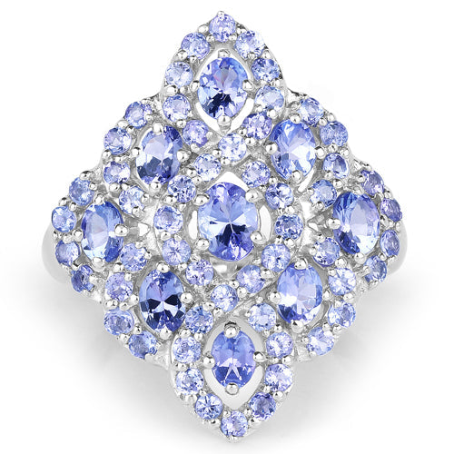 3.31 Carat Genuine Tanzanite .925 Sterling Silver Ring on sale at MyriadMart