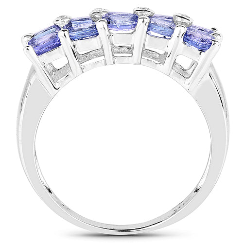 1.76 Carat Genuine Tanzanite and White Sapphire .925 Sterling Silver Ring on sale at MyriadMart