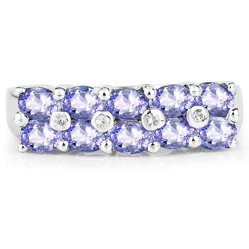 1.76 Carat Genuine Tanzanite and White Sapphire .925 Sterling Silver Ring on sale at MyriadMart