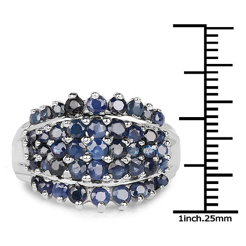 2.70 Carat Genuine Blue Sapphire .925 Sterling Silver Ring on sale at MyriadMart