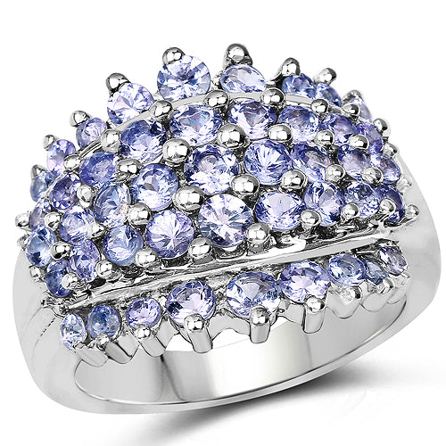 2.35 Carat Genuine Tanzanite .925 Sterling Silver Ring on sale at MyriadMart