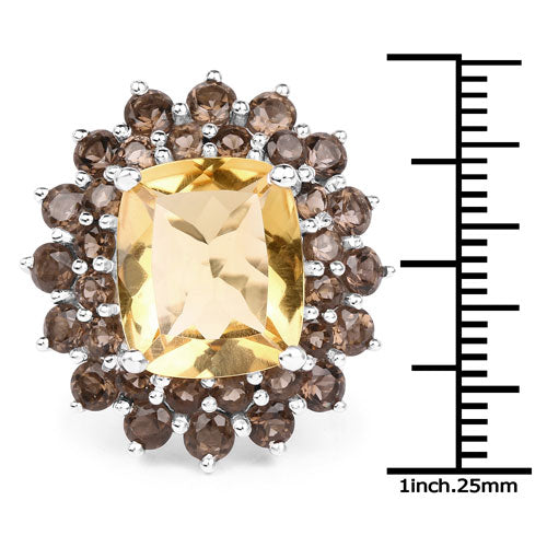 8.95 Carat Genuine Citrine and Smoky Quartz .925 Sterling Silver Ring on sale at MyriadMart