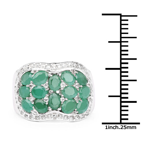 2.20 Carat Genuine Emerald & White Topaz .925 Sterling Silver Ring on sale at MyriadMart