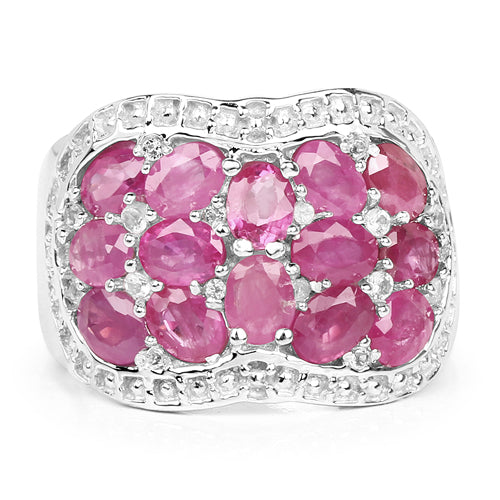 3.04 Carat Genuine Ruby & White Topaz .925 Sterling Silver Ring on sale at MyriadMart
