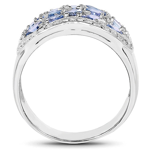 2.62 Carat Genuine Tanzanite and White Topaz .925 Sterling Silver Ring on sale at MyriadMart