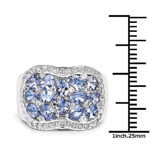 2.62 Carat Genuine Tanzanite and White Topaz .925 Sterling Silver Ring on sale at MyriadMart