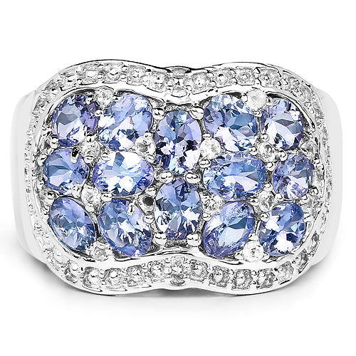 2.62 Carat Genuine Tanzanite and White Topaz .925 Sterling Silver Ring on sale at MyriadMart