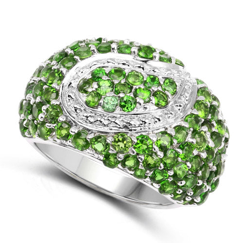 5.18 Carat Genuine Chrome Diopside .925 Sterling Silver Ring on sale at MyriadMart
