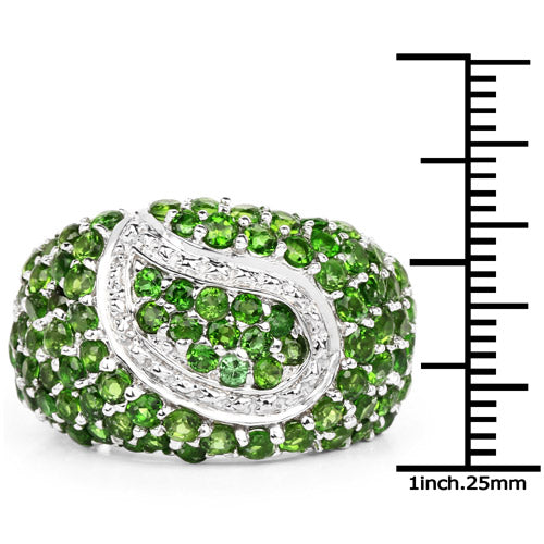 5.18 Carat Genuine Chrome Diopside .925 Sterling Silver Ring on sale at MyriadMart