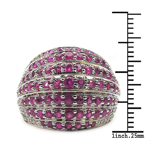 14K Yellow Gold Plated 2.94 Carat Genuine Ruby & White Topaz .925 Sterling Silver Ring on sale at MyriadMart