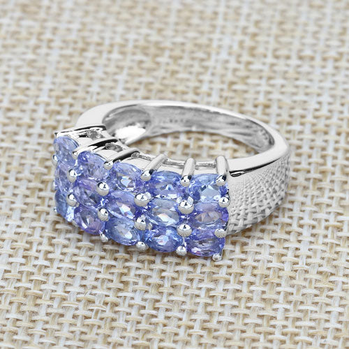 2.55 Carat Genuine Tanzanite .925 Sterling Silver Ring on sale at MyriadMart