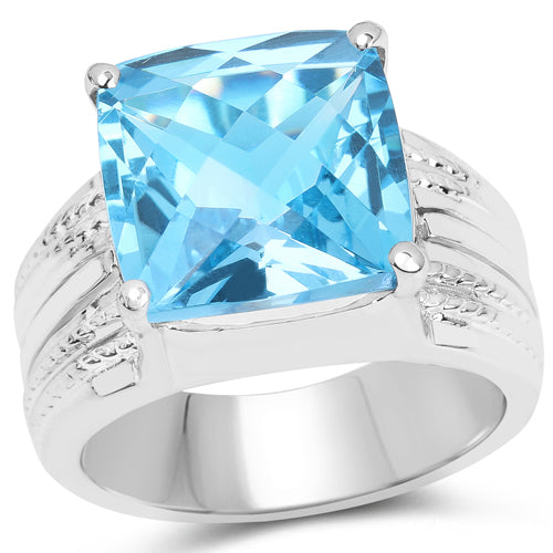 7.50 Carat Genuine Swiss Blue Topaz .925 Sterling Silver Ring on sale at MyriadMart
