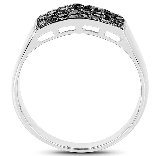 0.43 Carat Genuine Black Diamond .925 Sterling Silver Ring on sale at MyriadMart