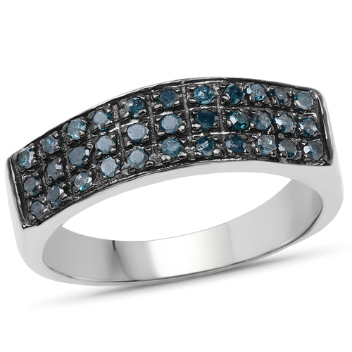 0.40 Carat Genuine Blue Diamond .925 Sterling Silver Ring on sale at MyriadMart