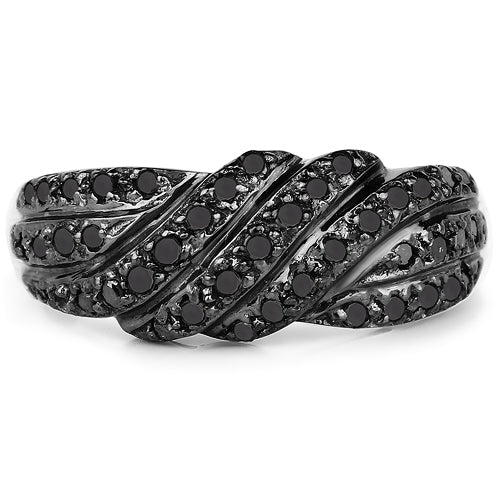 0.35 Carat Genuine Black Diamond .925 Sterling Silver Ring on sale at MyriadMart